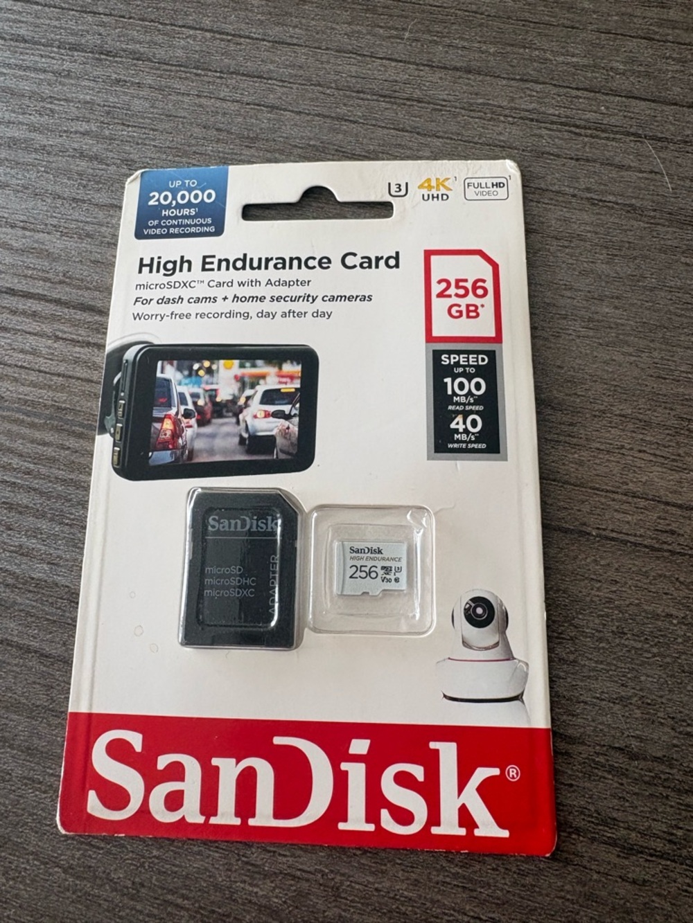 Brand New SanDisk 256GB High Endurance microSDXC Card with Adapter